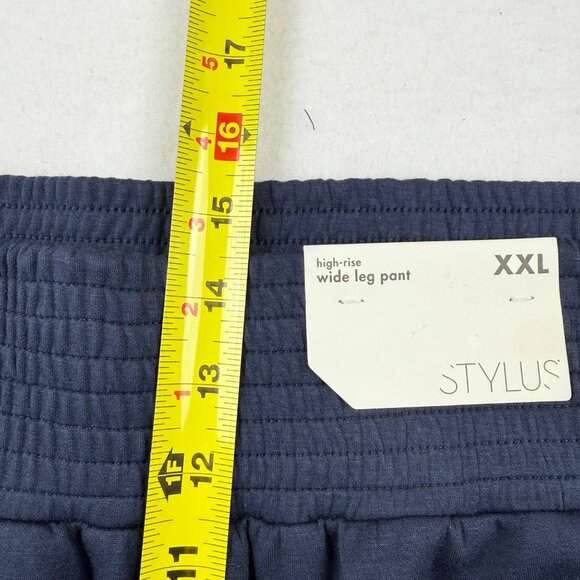 Stylus Womens Navy Platoon/White High-Rise Wide Leg Pants XXL Wide Waistband NWT - Picture 10 of 12